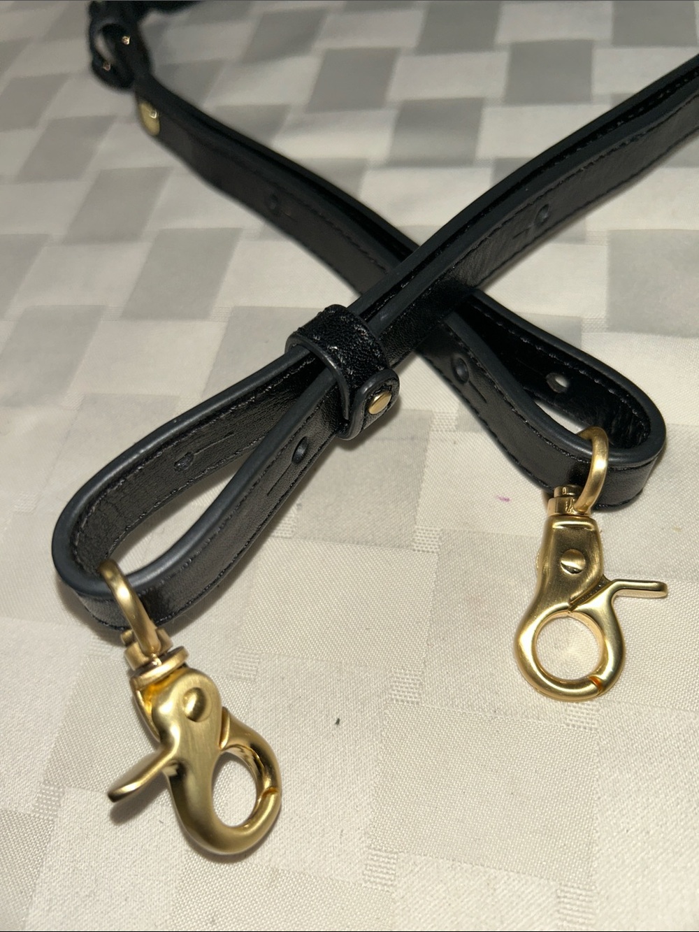 Brahmin Black Leather Bag Strap with Gold Hardware